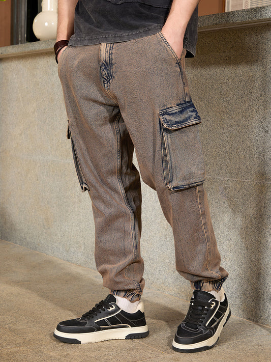 Washed Denim Cargo Jogger | Blue