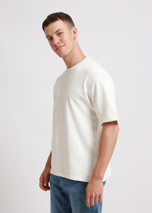 Merino White Plain Oversized Basic T-shirt