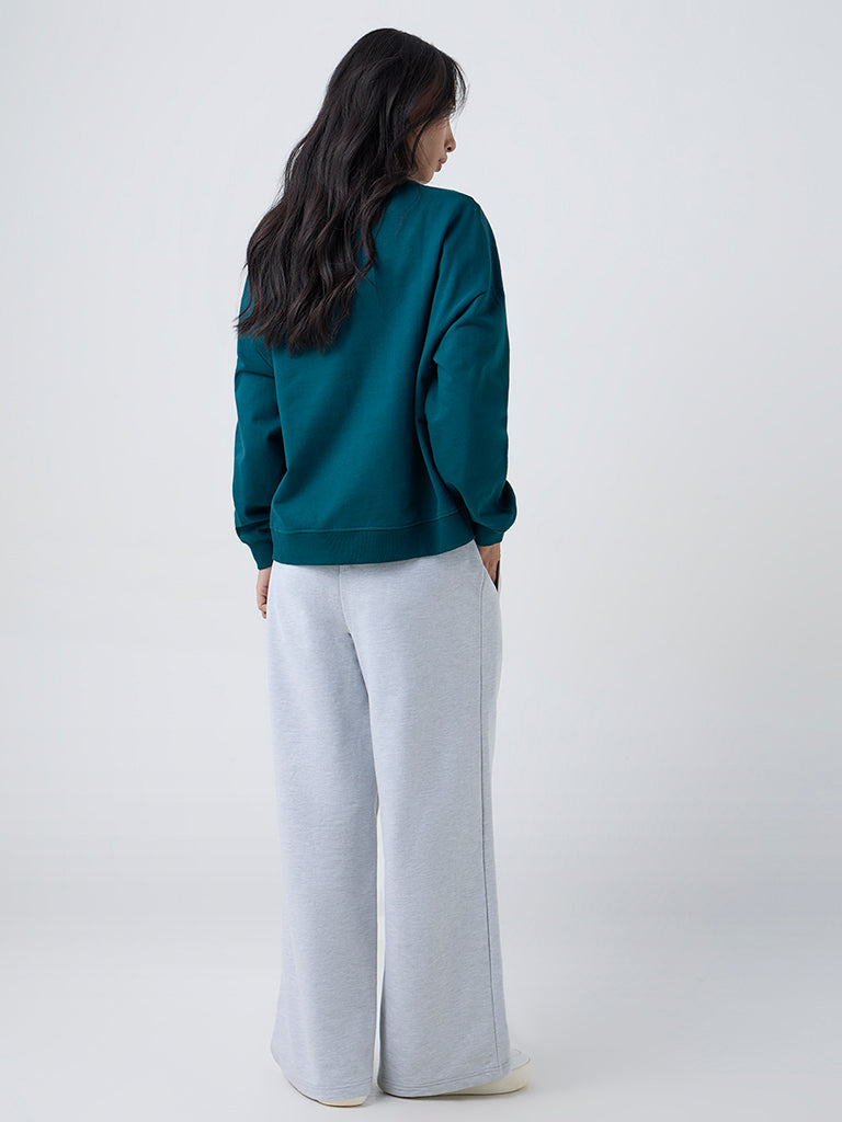 LOV Grey High-Rise Cotton-Blend Track Pants