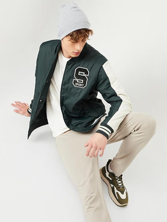 Men Sports Varsity Short Length Jacket