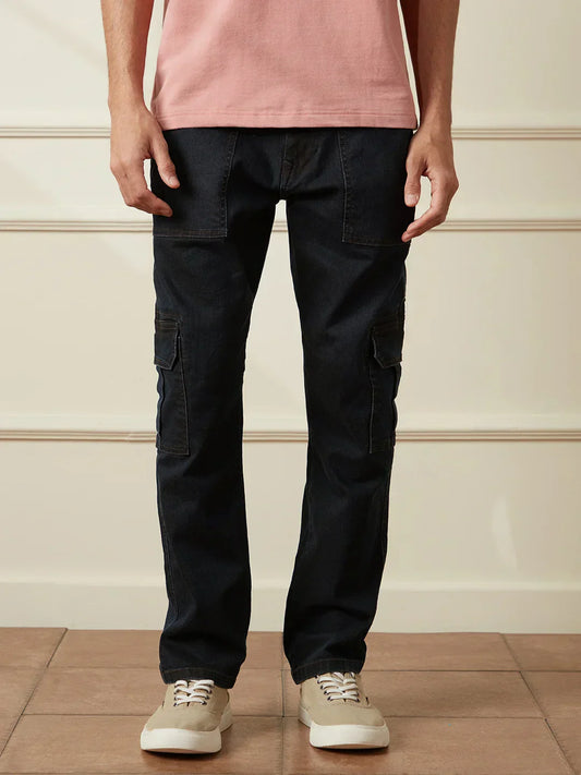 Relaxed Fit Utility Denim Cargo | Blue