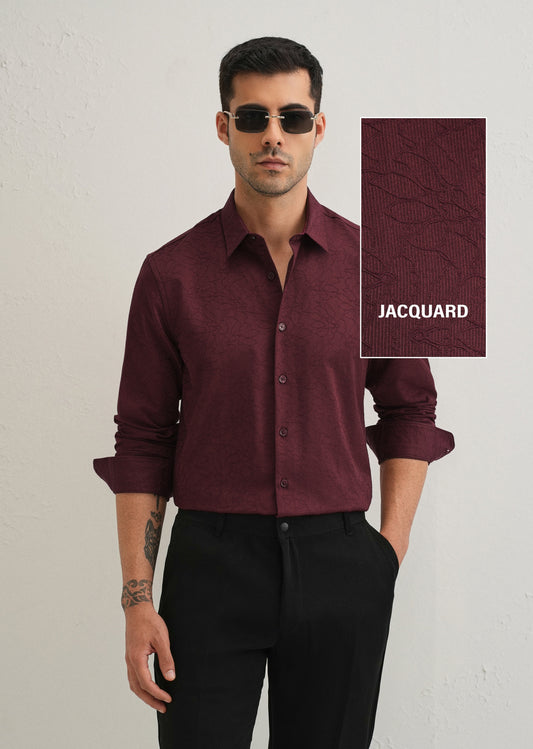 Antique Maroon Floral Jacquard Shirt