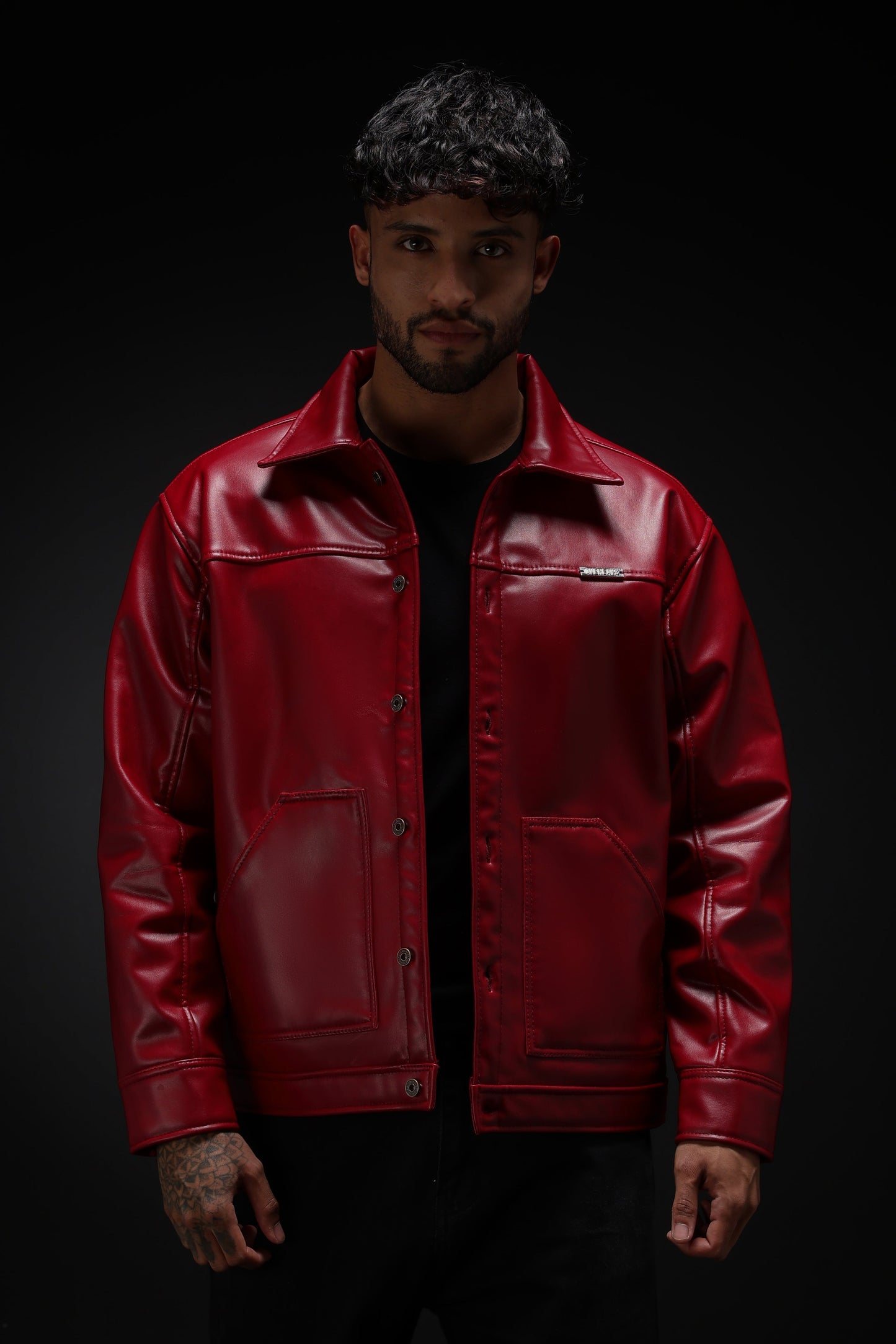 Cherry Drift Faux Leather Jacket