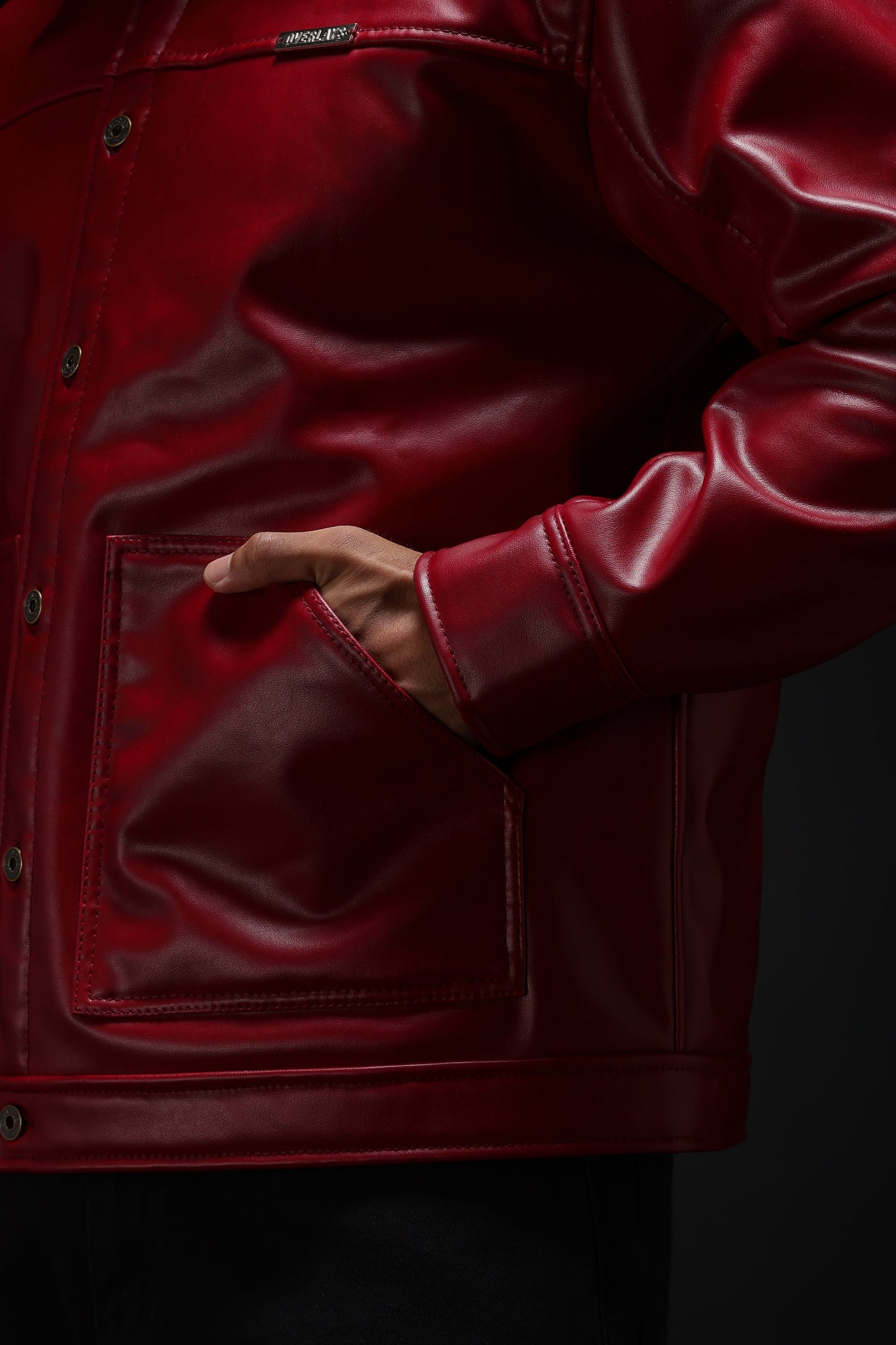 Cherry Drift Faux Leather Jacket