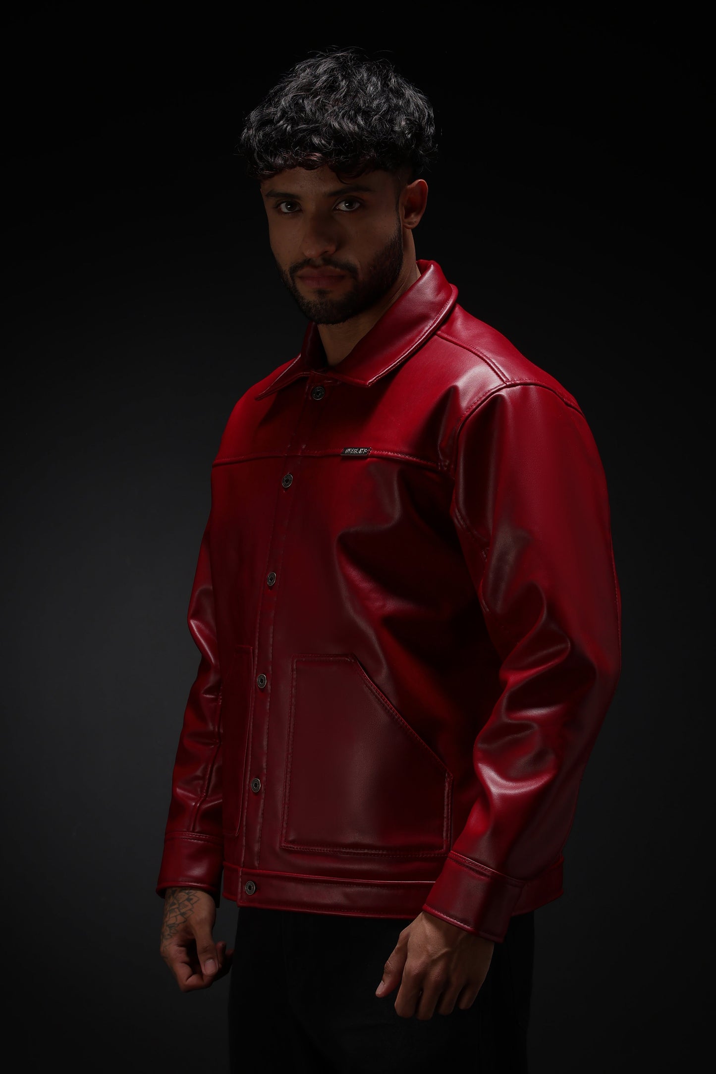 Cherry Drift Faux Leather Jacket