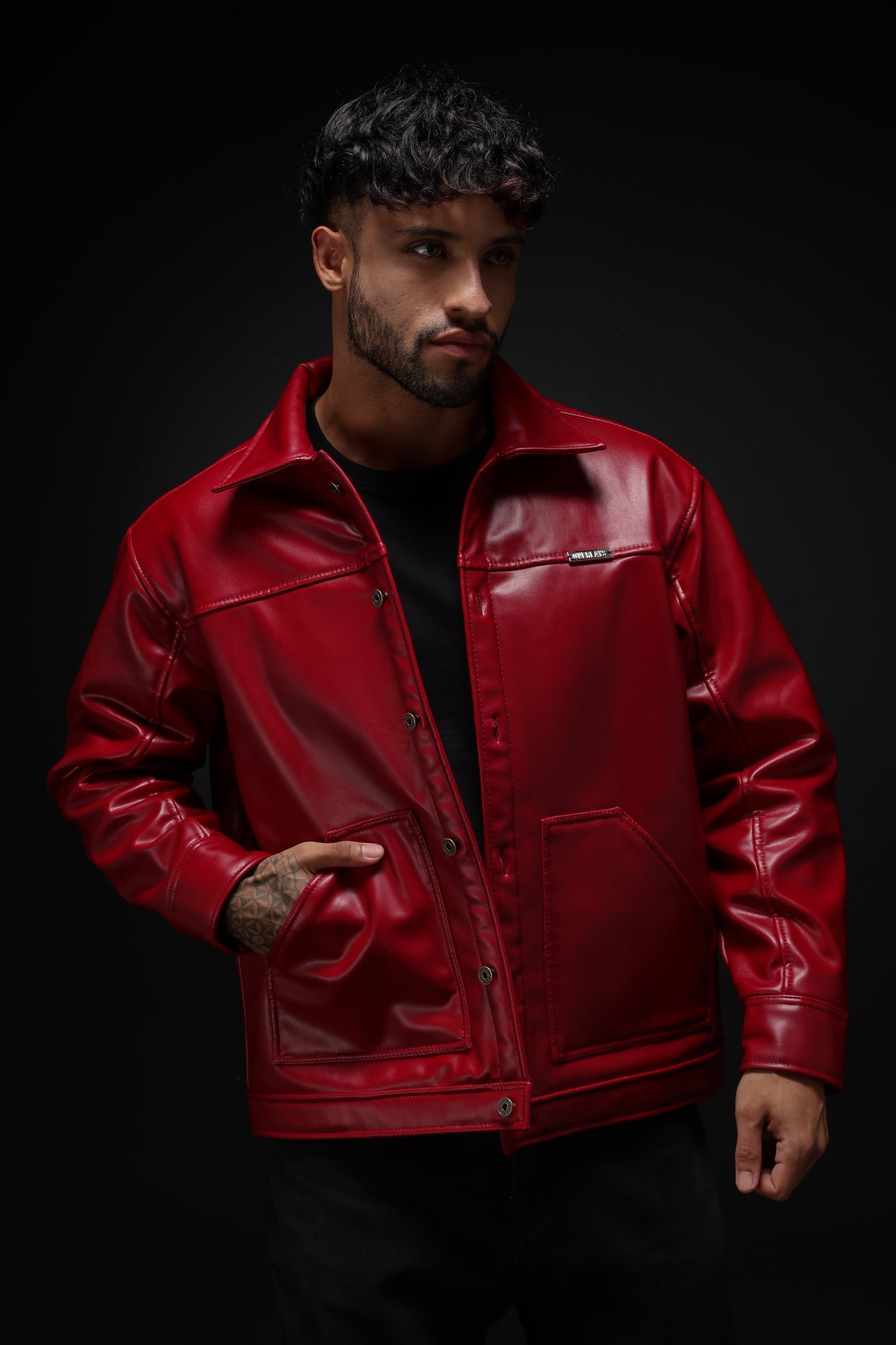 Cherry Drift Faux Leather Jacket