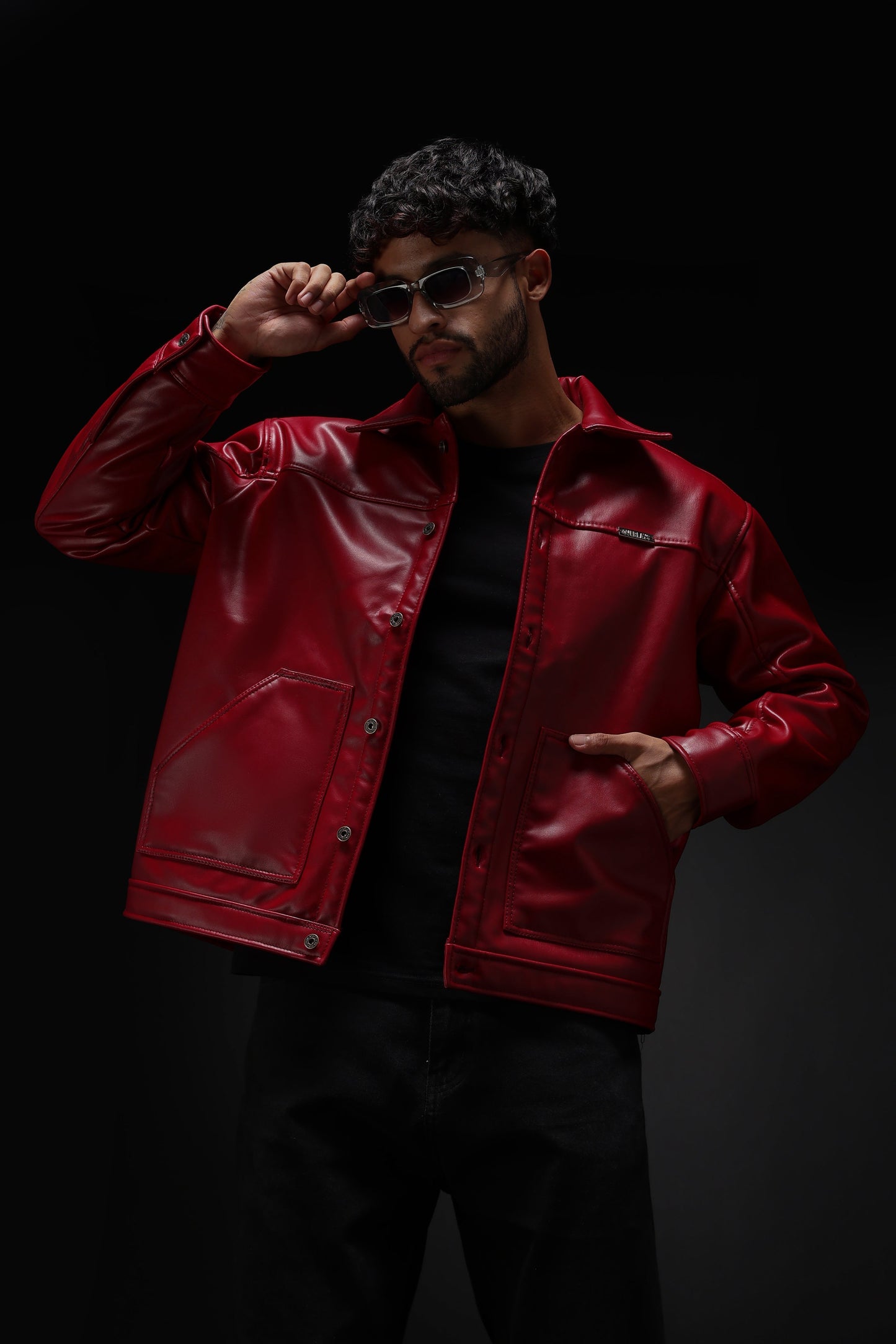 Cherry Drift Faux Leather Jacket
