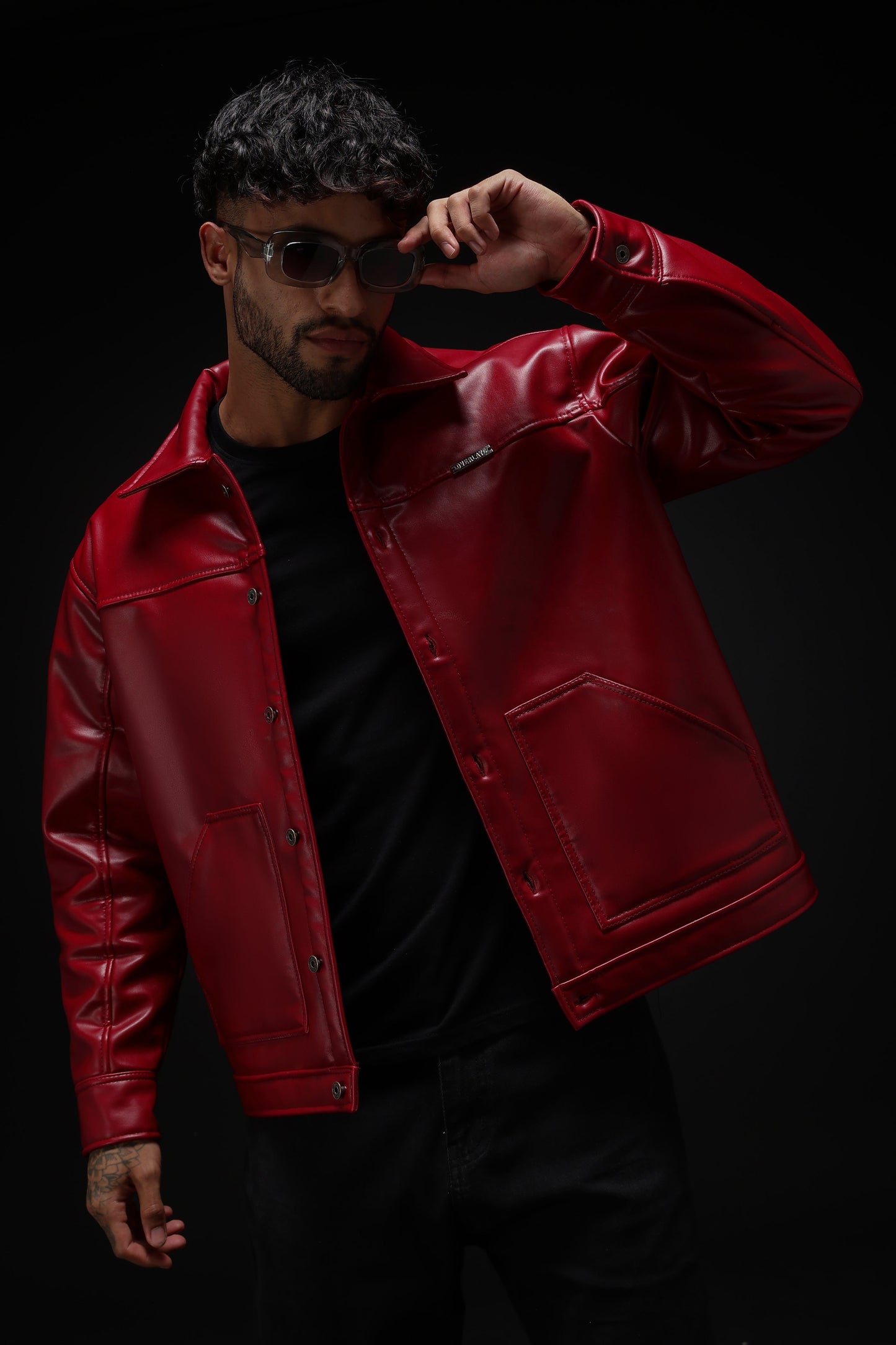 Cherry Drift Faux Leather Jacket