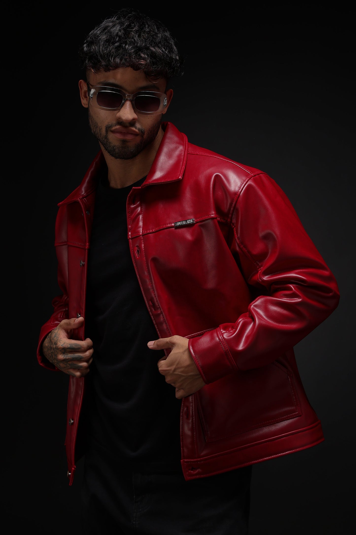 Cherry Drift Faux Leather Jacket