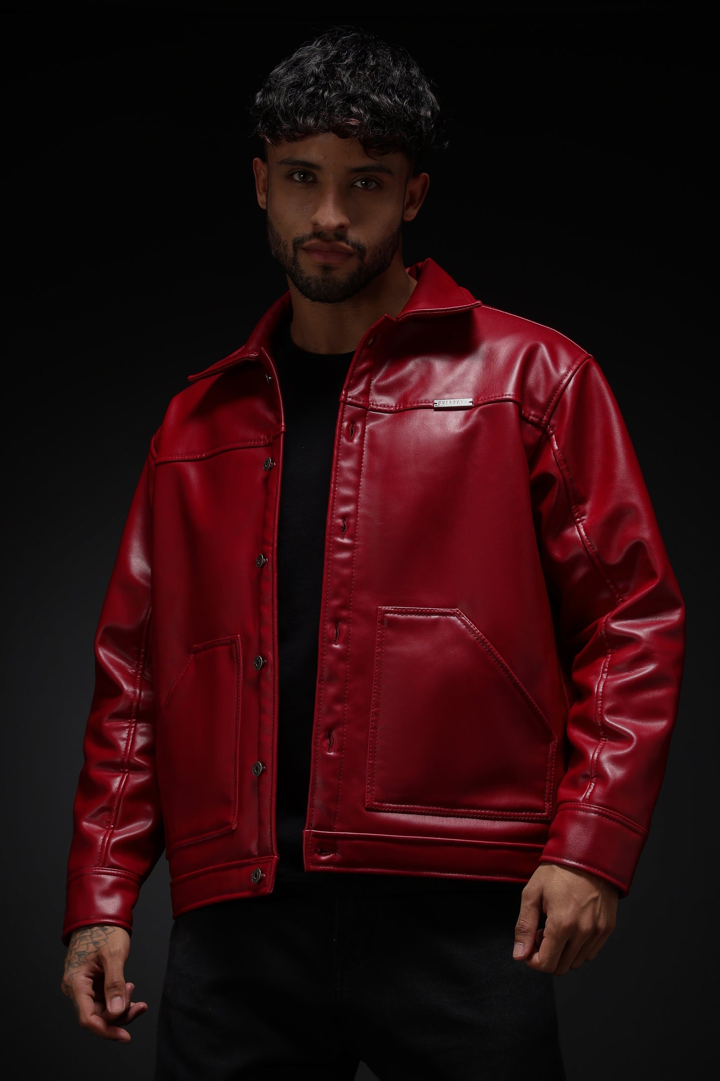Cherry Drift Faux Leather Jacket