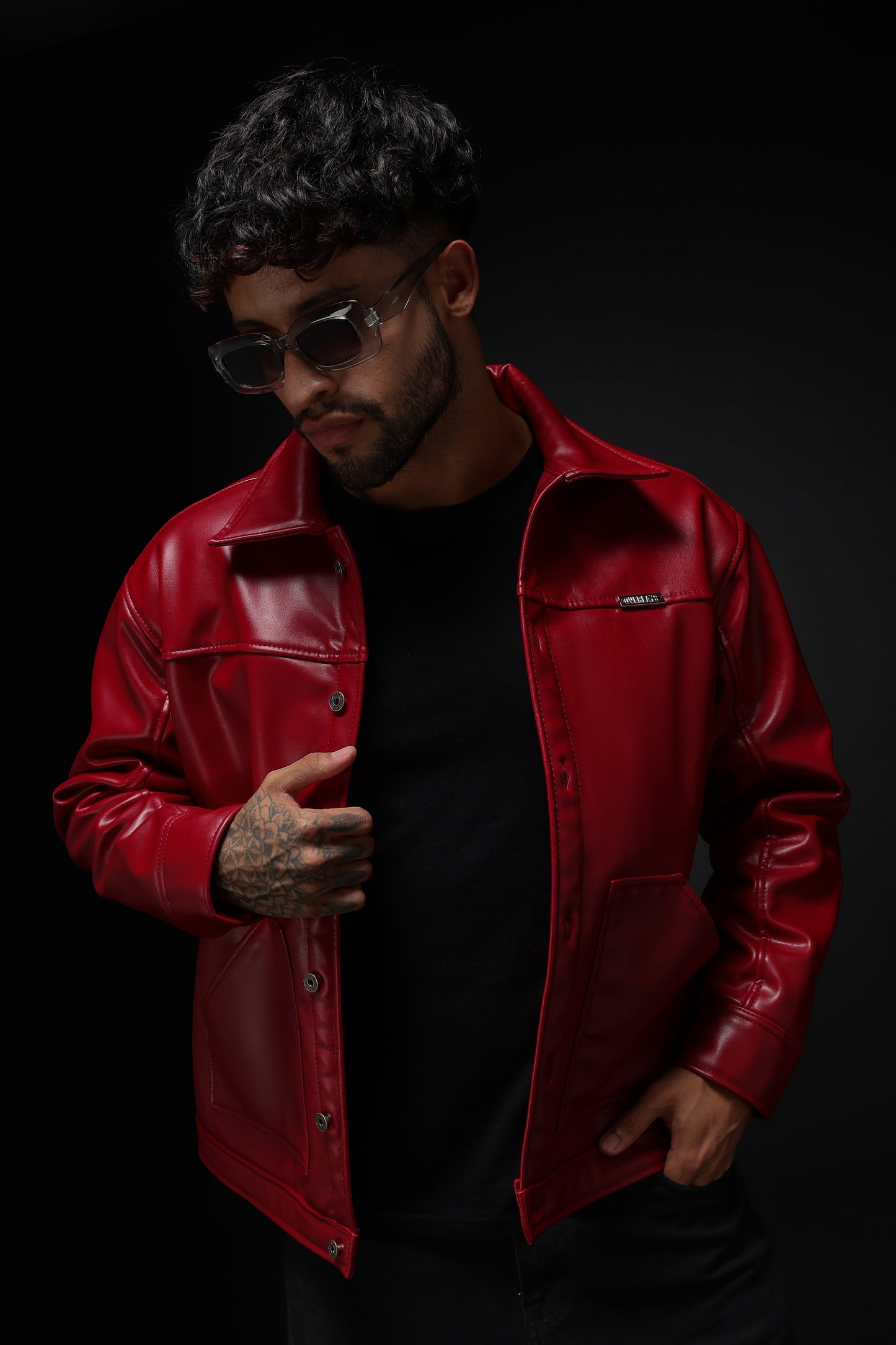 Cherry Drift Faux Leather Jacket