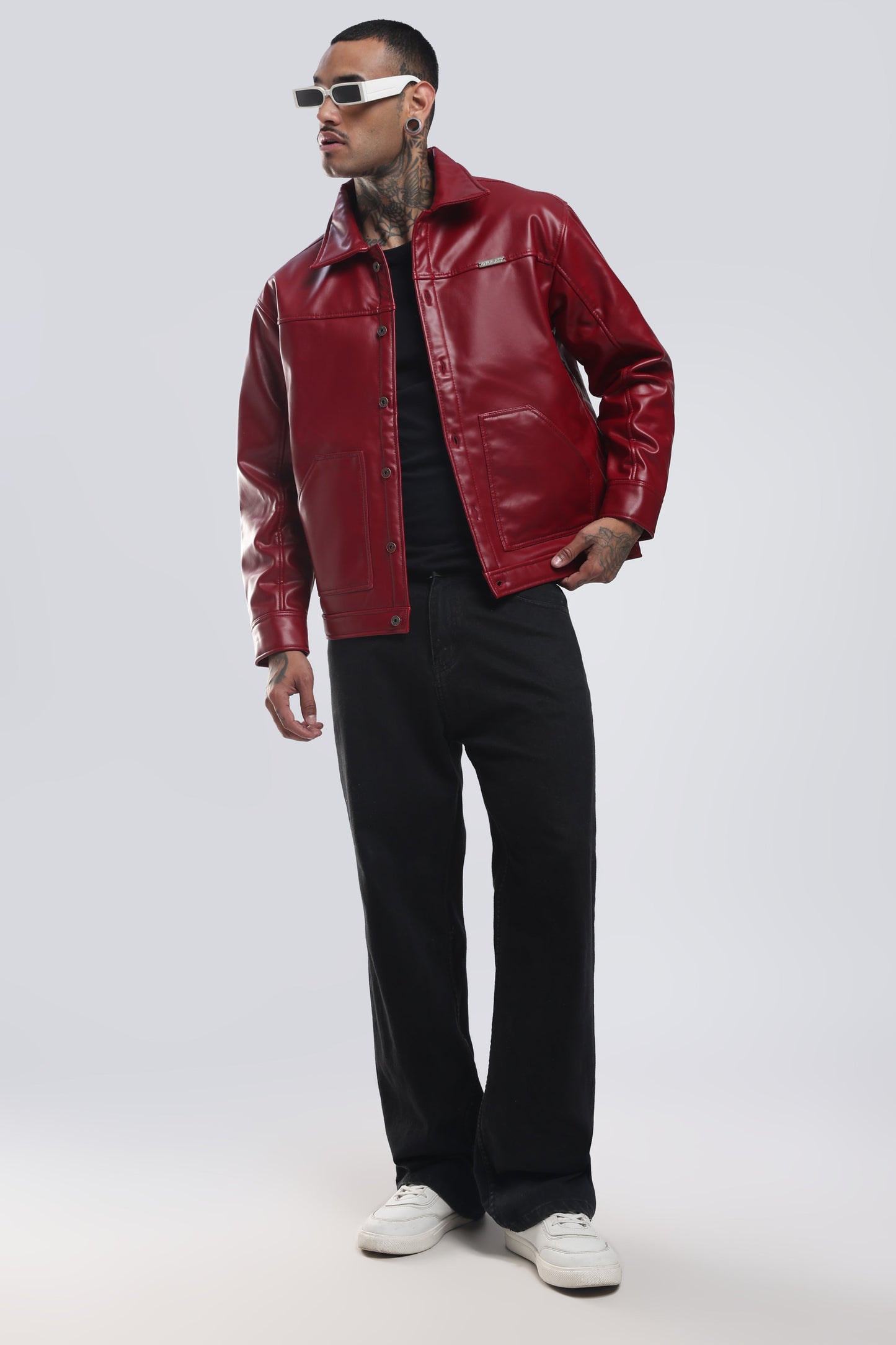 Cherry Drift Faux Leather Jacket