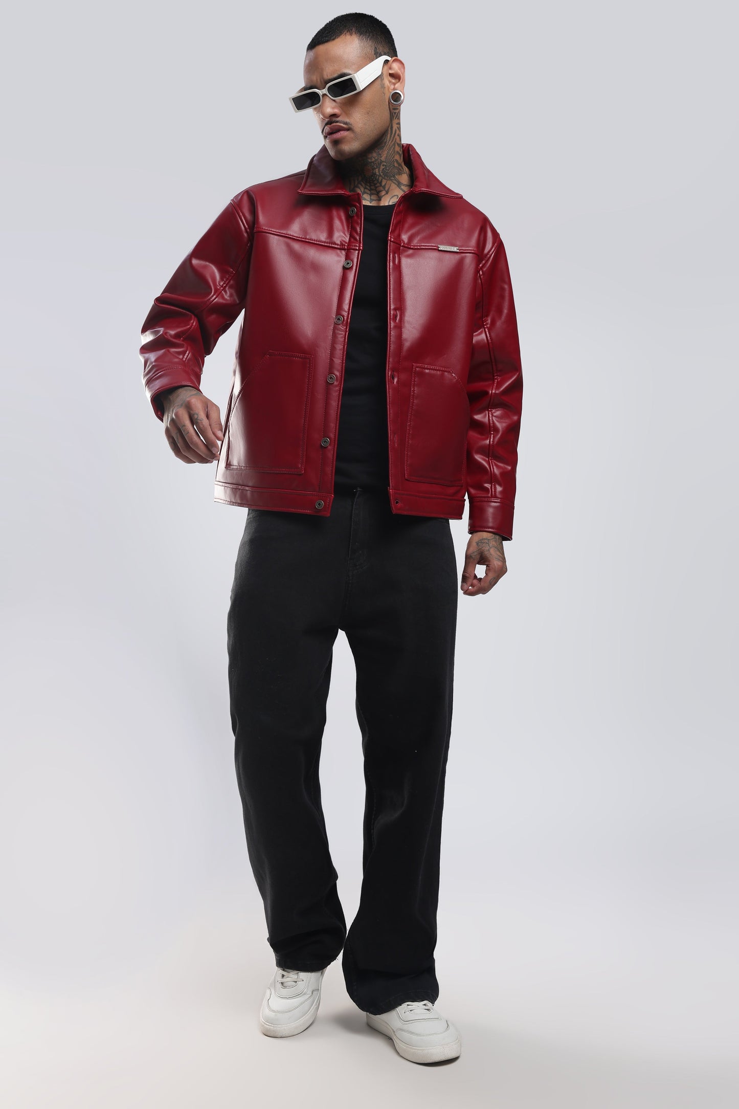 Cherry Drift Faux Leather Jacket