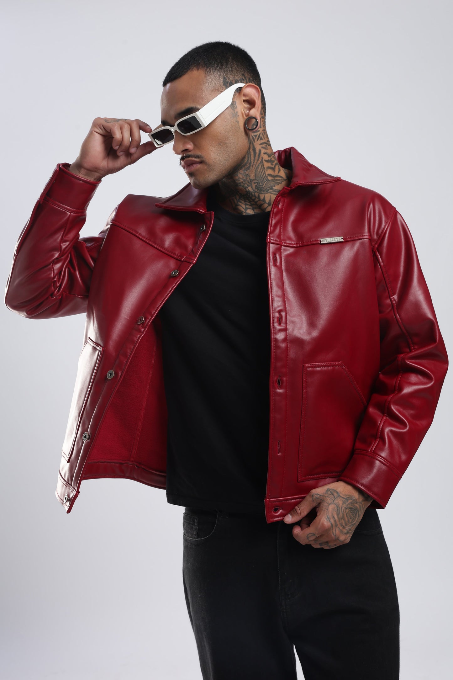 Cherry Drift Faux Leather Jacket