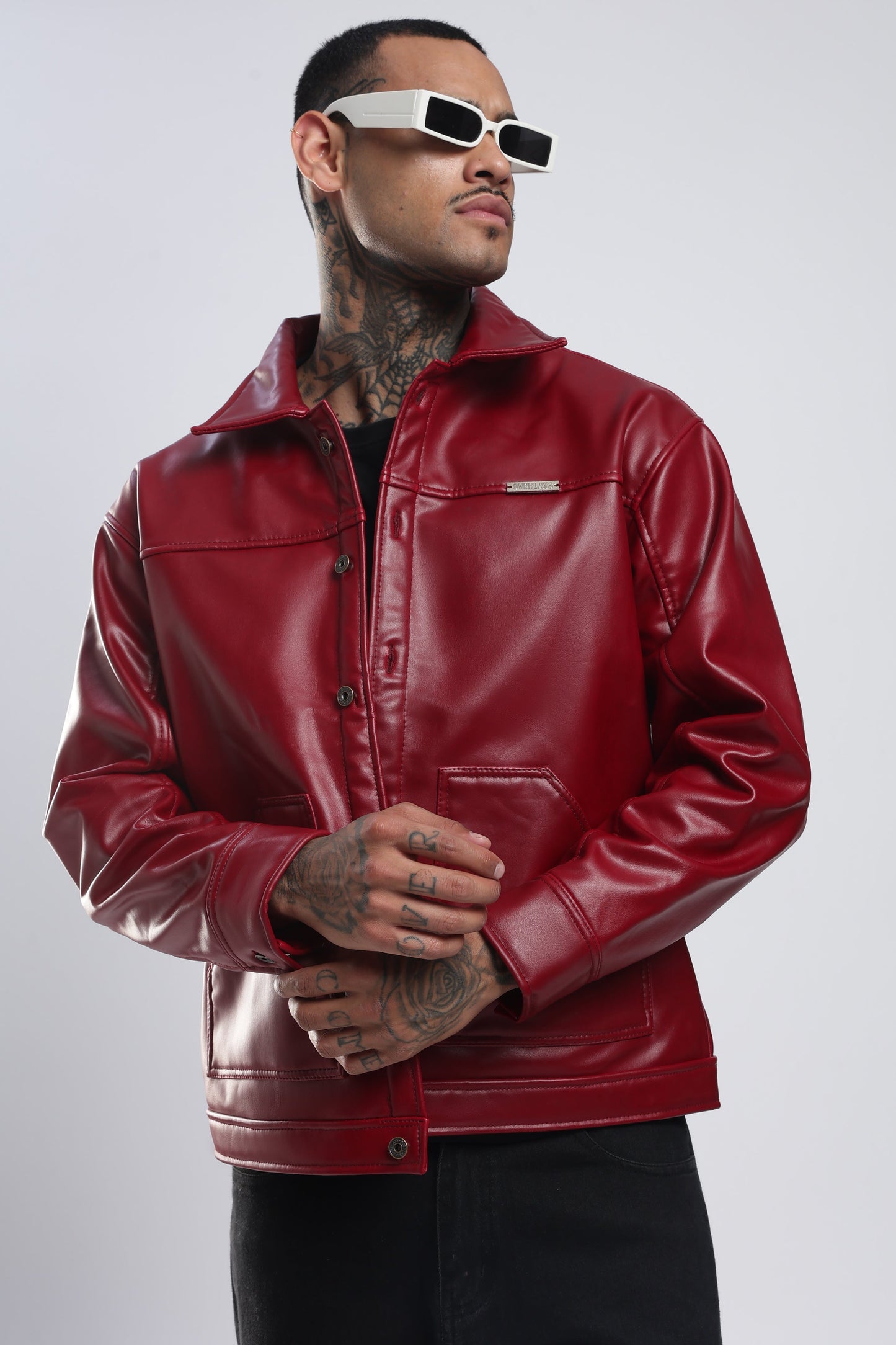 Cherry Drift Faux Leather Jacket