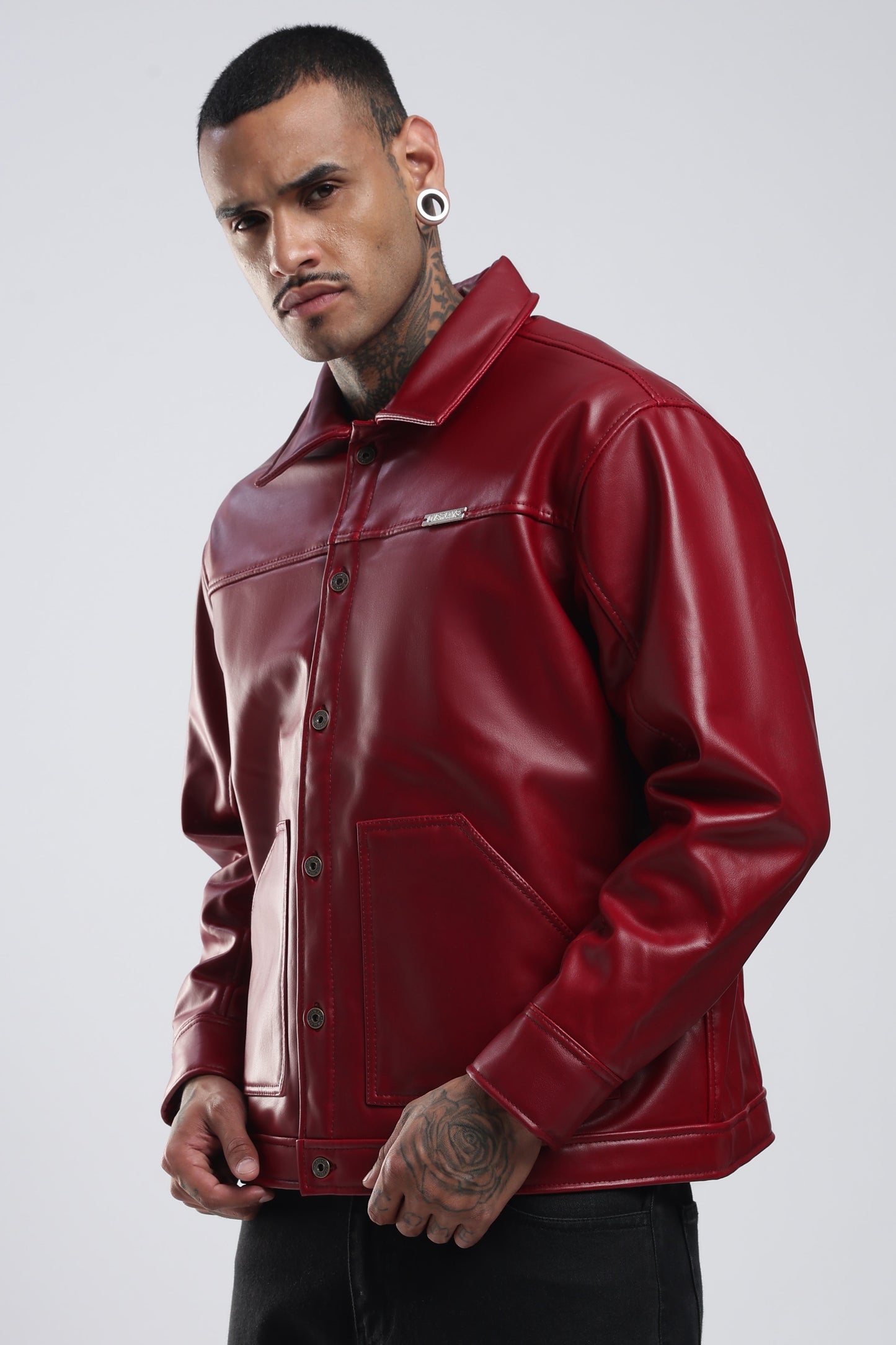 Cherry Drift Faux Leather Jacket