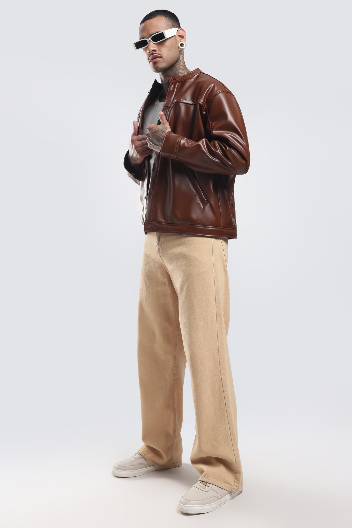 TAN MILER FAUX LEATHER JACKET