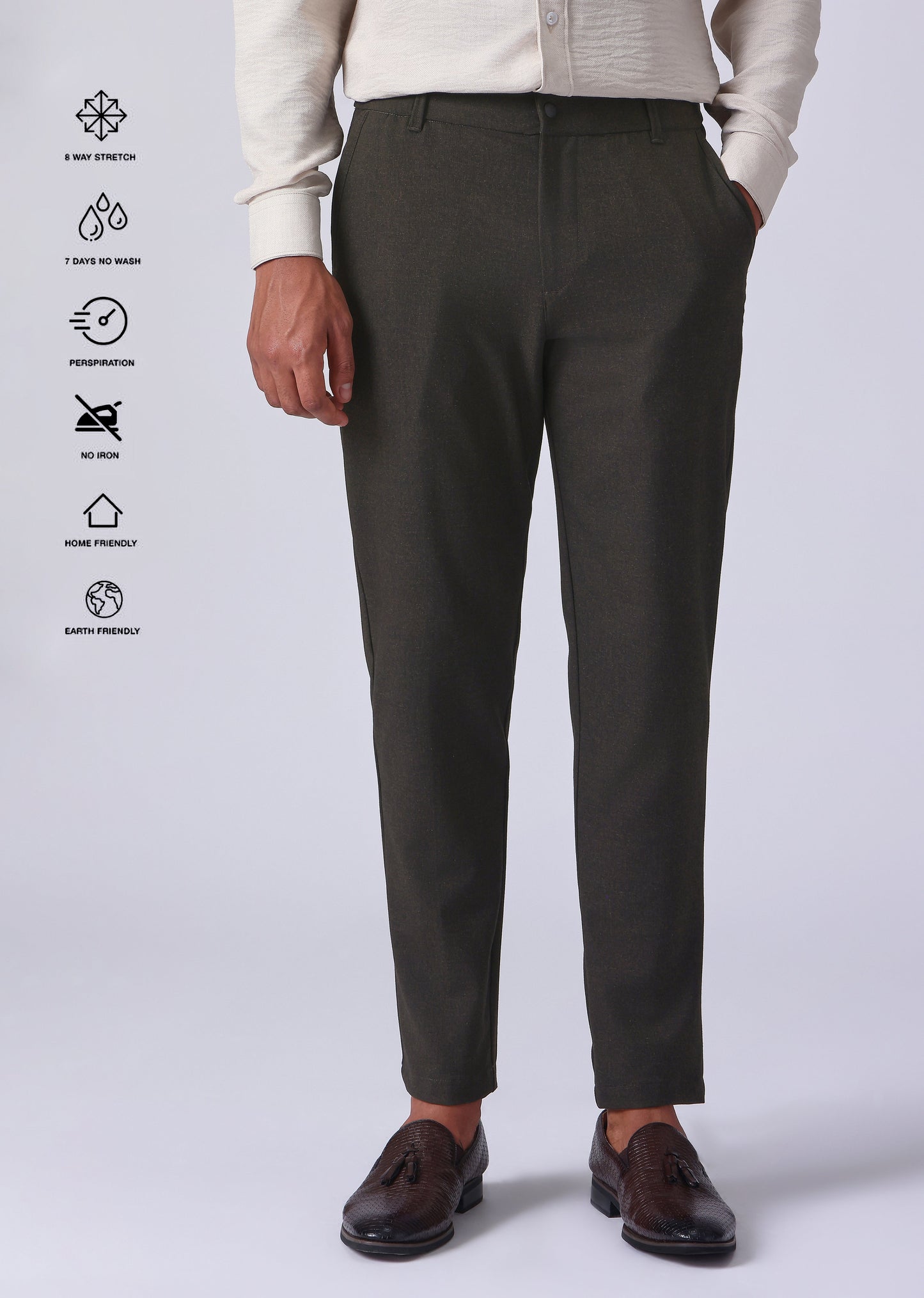 Brown 8 Way Stretch Trousers