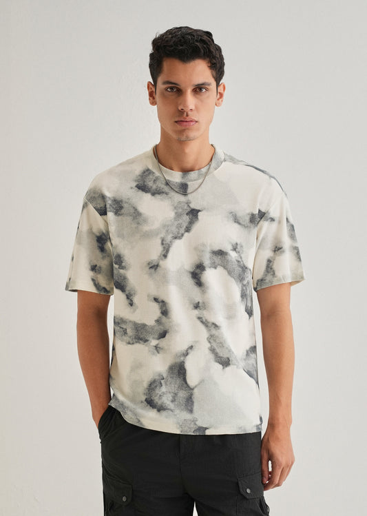 Charcoal Cloud Wash Textured Oversized T-shirt