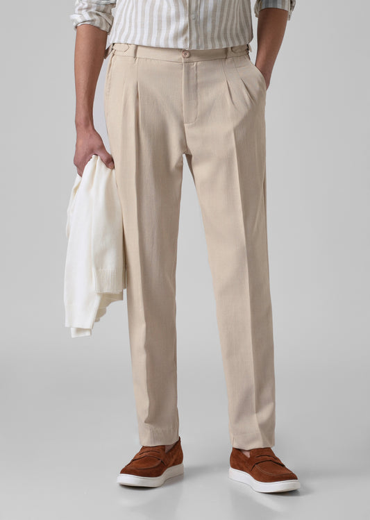 Cream Pleated Gurkha Pant