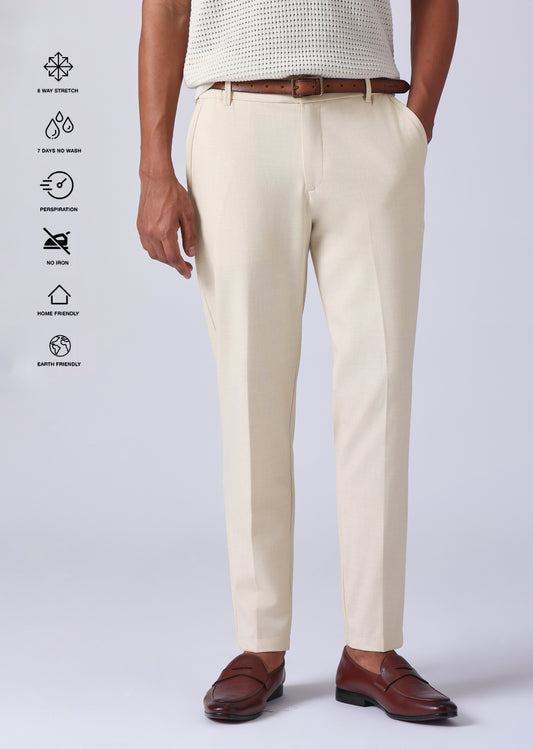 Cream 8 Way Stretch Trousers