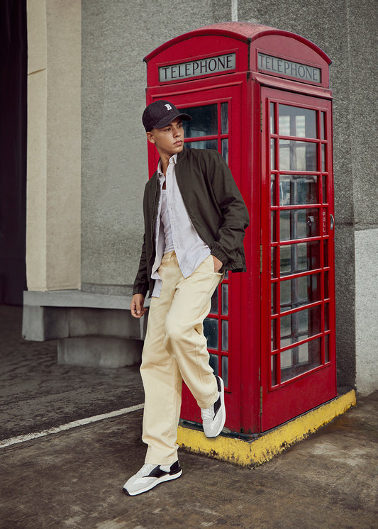 Cream Drawstring Drill Denim