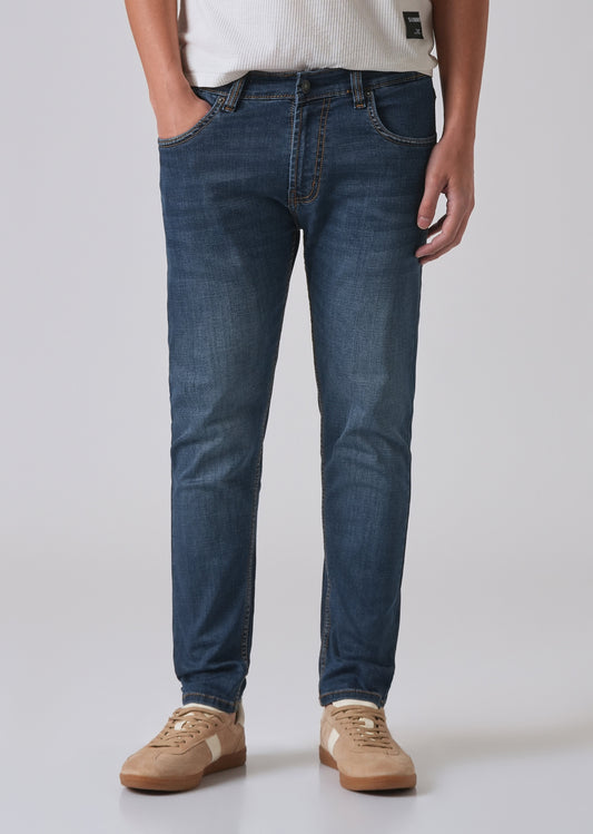 Dark Blue Low Fade Slim Fit Jeans