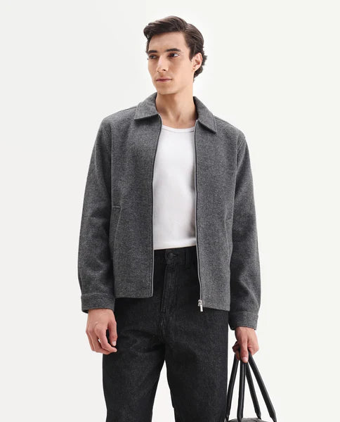 Men’s Grey Casual Zip-Up Jacket