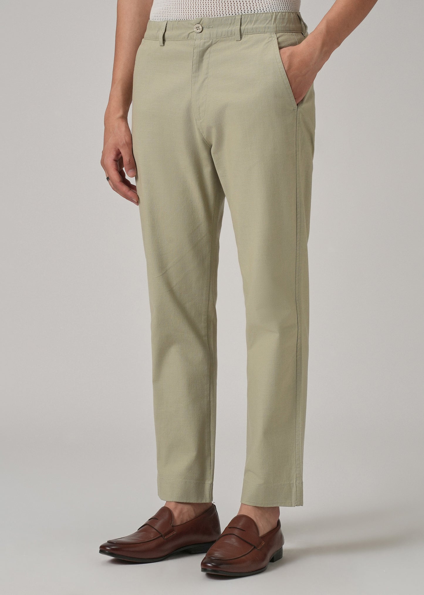 Light Olive Green Cotton Trouser