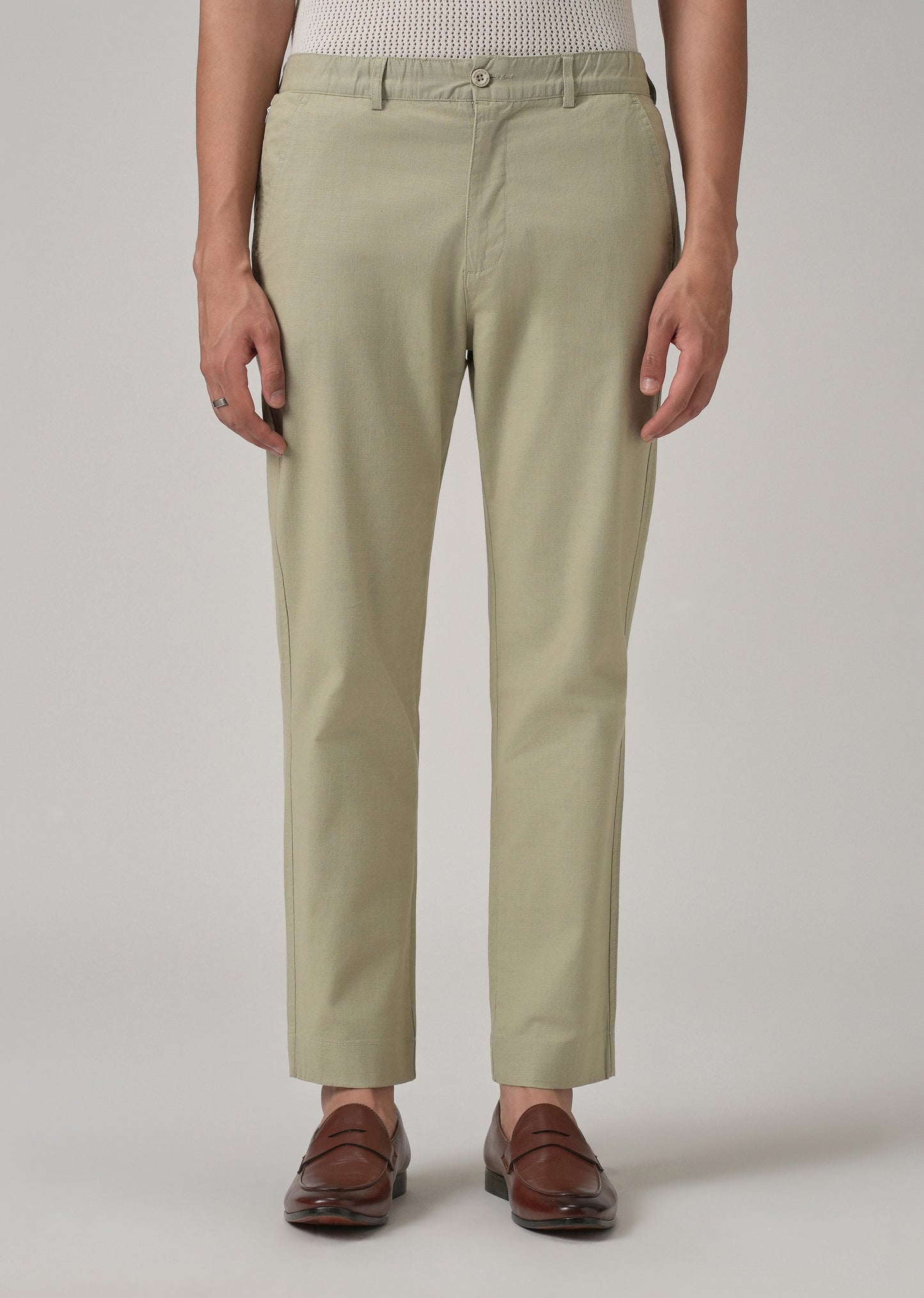 Light Olive Green Cotton Trouser