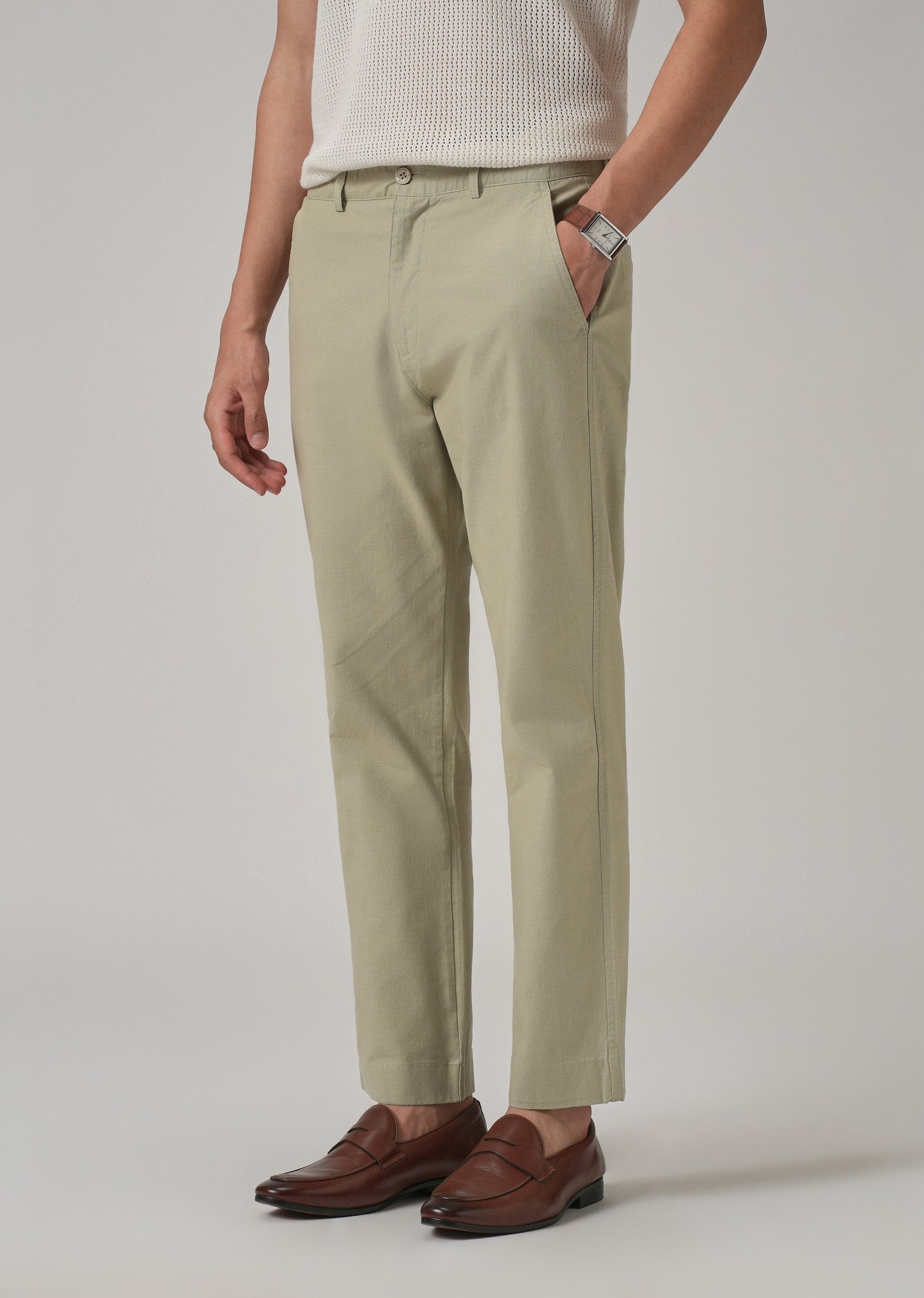 Light Olive Green Cotton Trouser