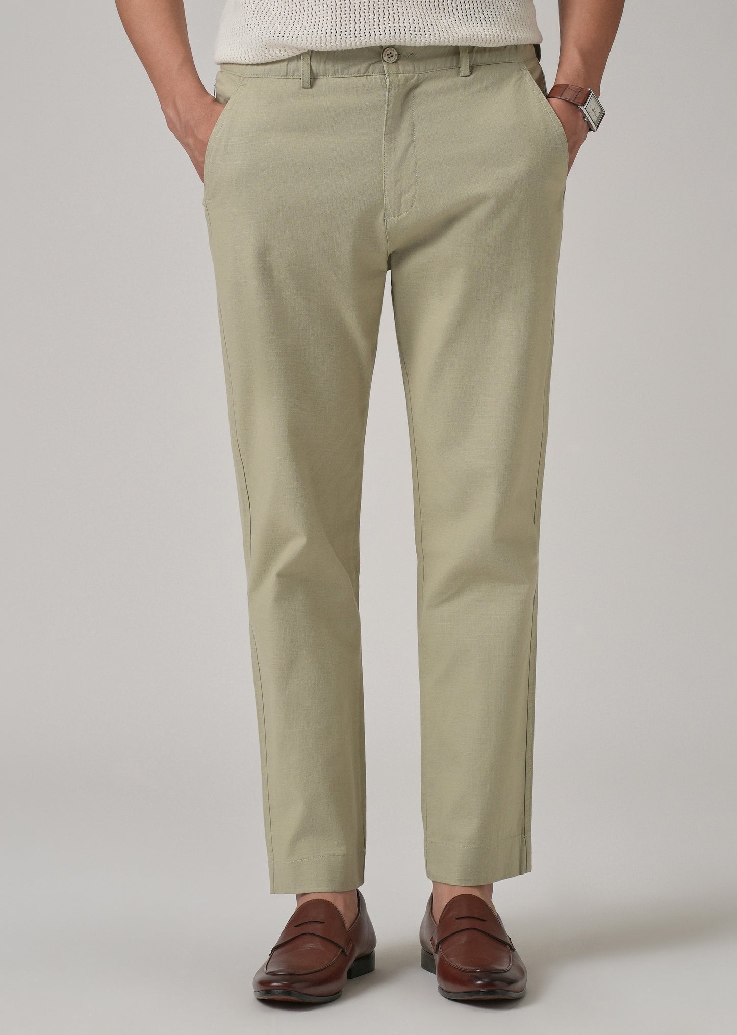 Light Olive Green Cotton Trouser