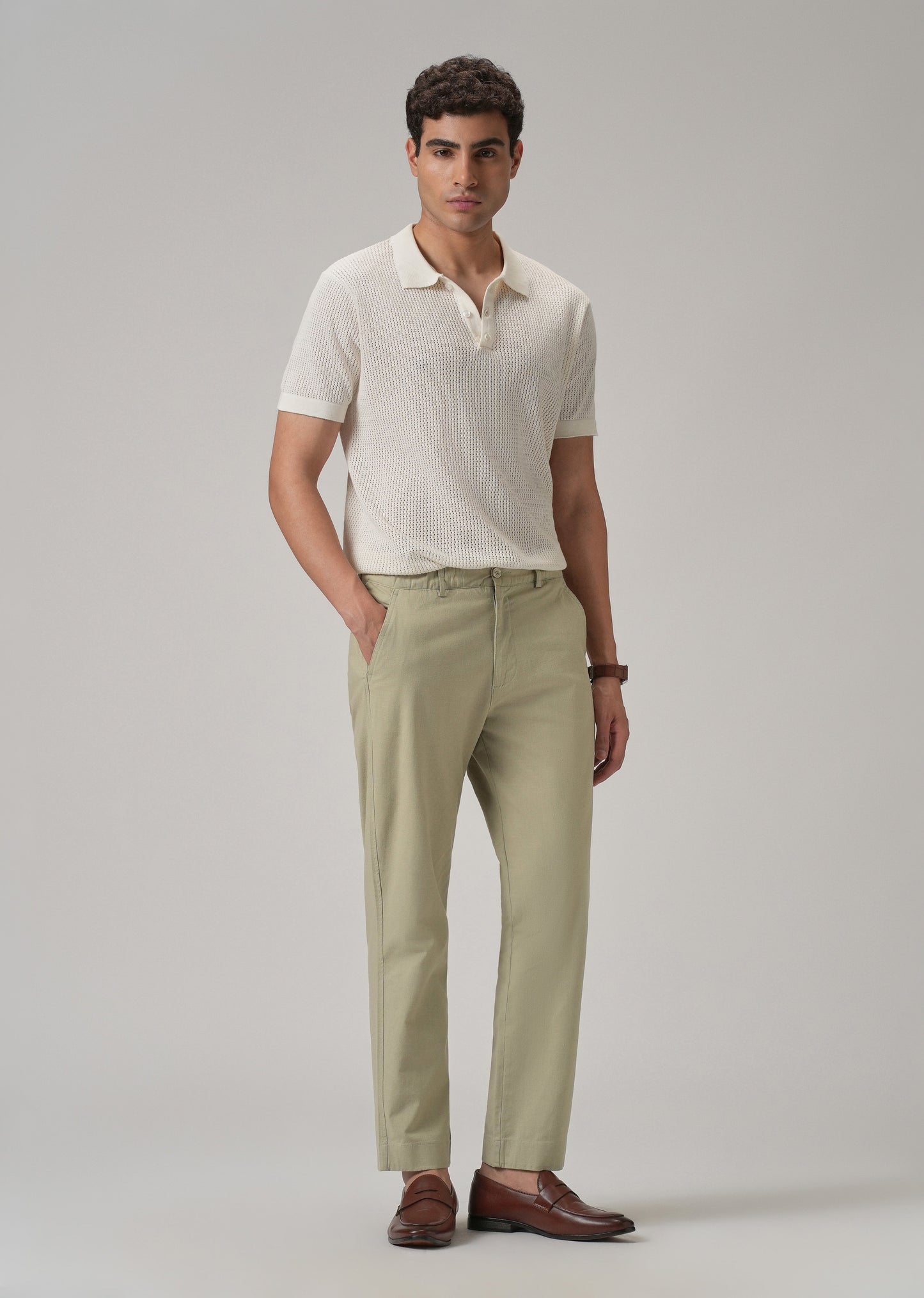 Light Olive Green Cotton Trouser
