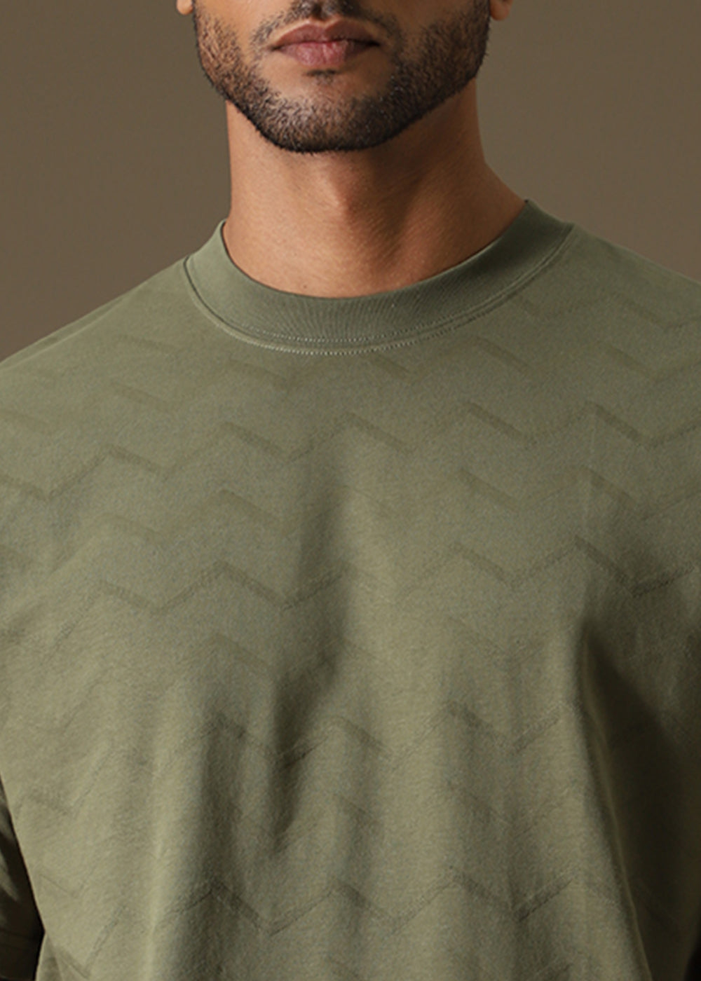 Olive Plain Drop Shoulder Oversized T-shirt