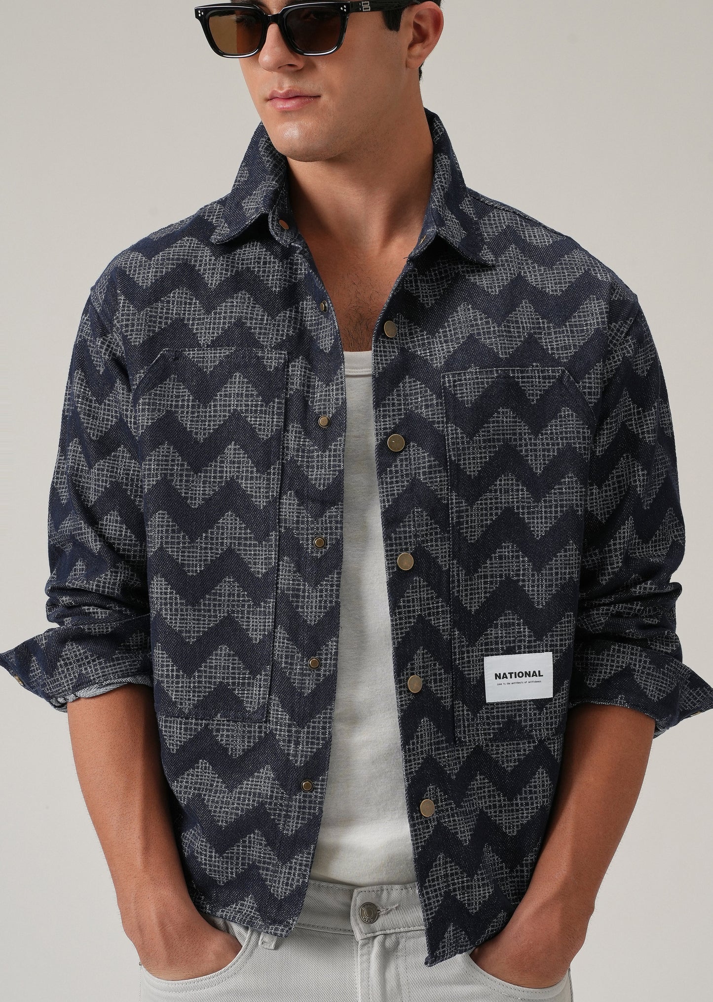 Patterned Denim Jacquard Jacket