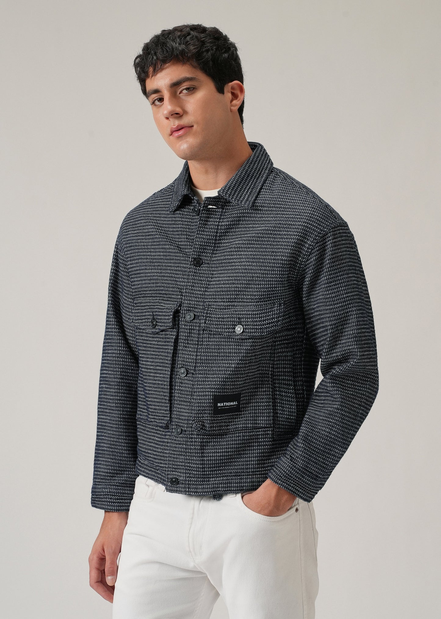 Textured Denim Jacquard Jacket