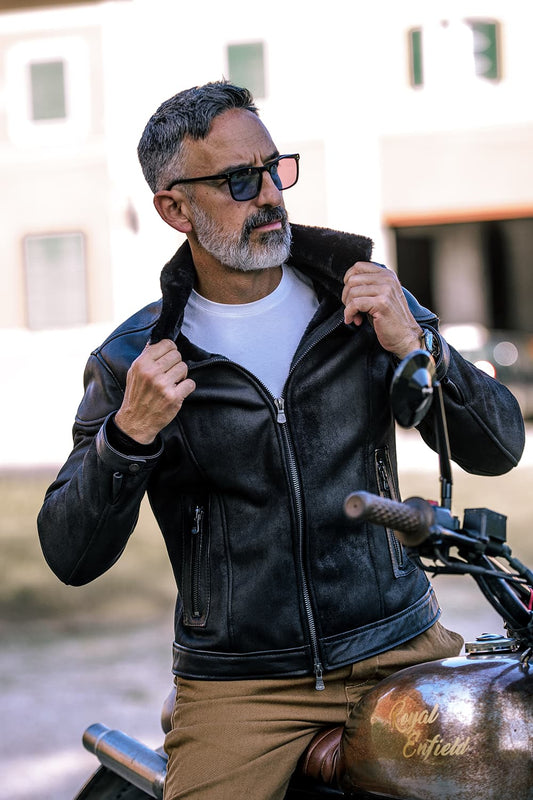 Elton Gold Shearling Style Collar Dark Brown