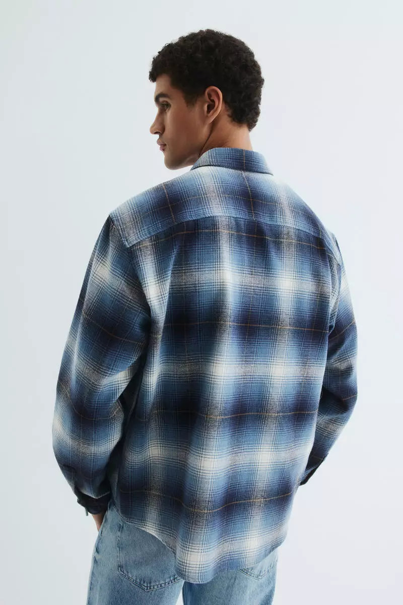 Men’s Blue Ombre Checkered Slim Fit Shirt