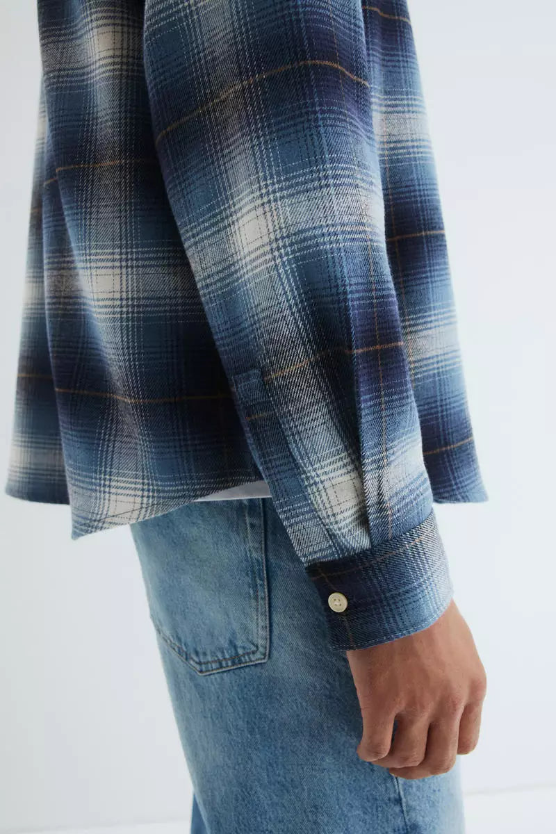 Men’s Blue Ombre Checkered Slim Fit Shirt