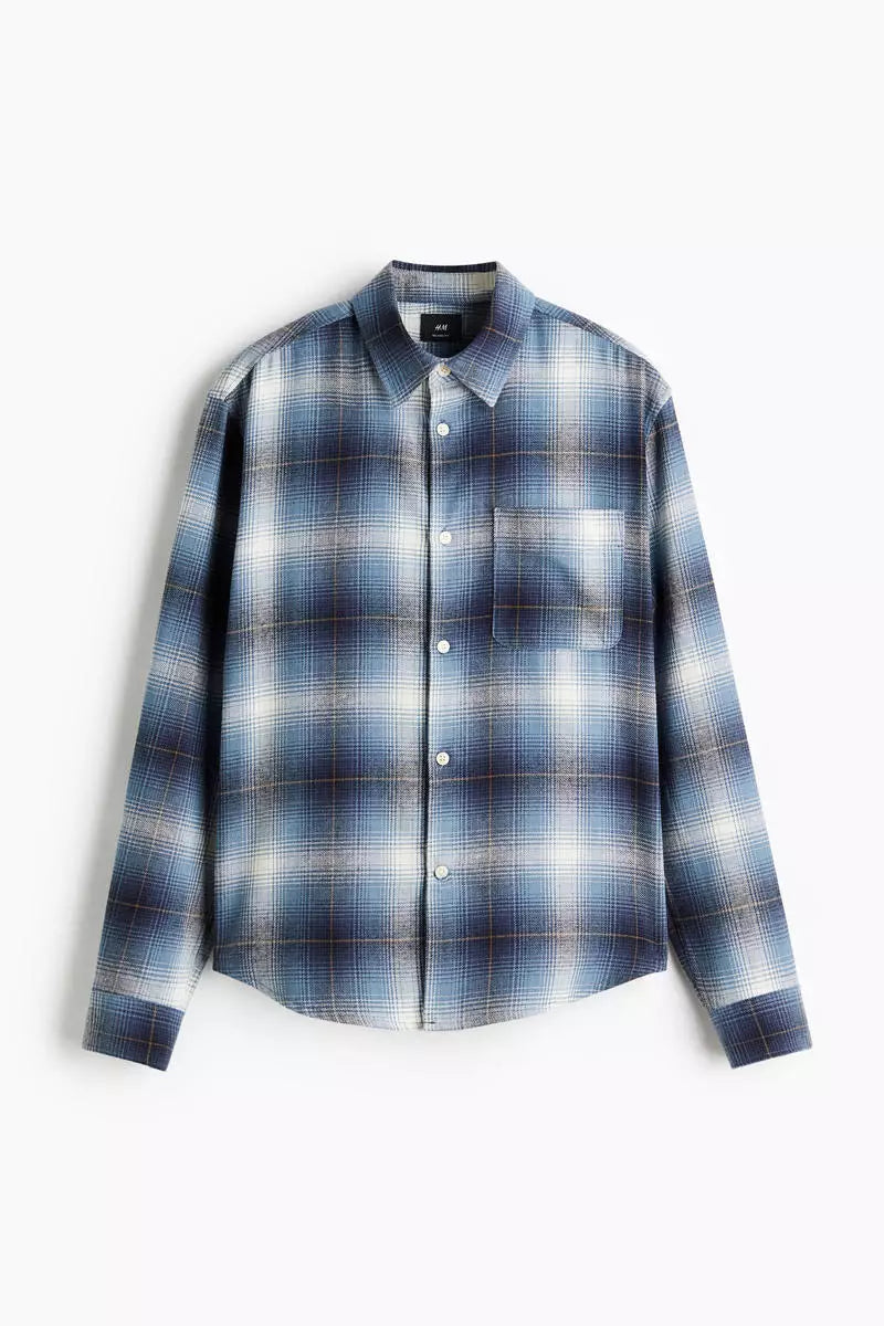 Men’s Blue Ombre Checkered Slim Fit Shirt