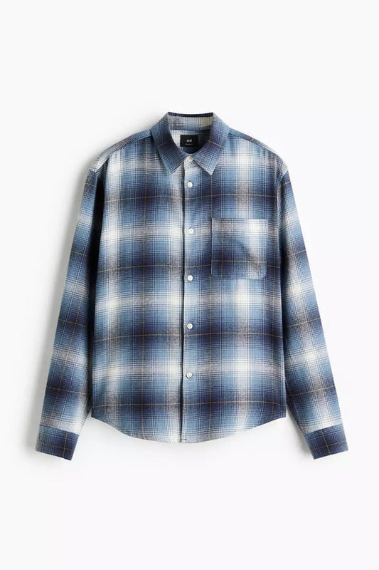 Men’s Blue Ombre Checkered Slim Fit Shirt