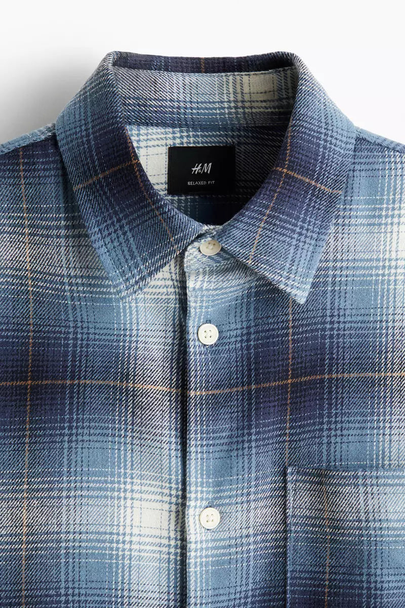 Men’s Blue Ombre Checkered Slim Fit Shirt