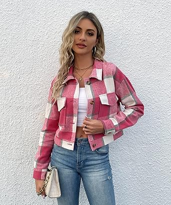Blush Check Cropped Jacket